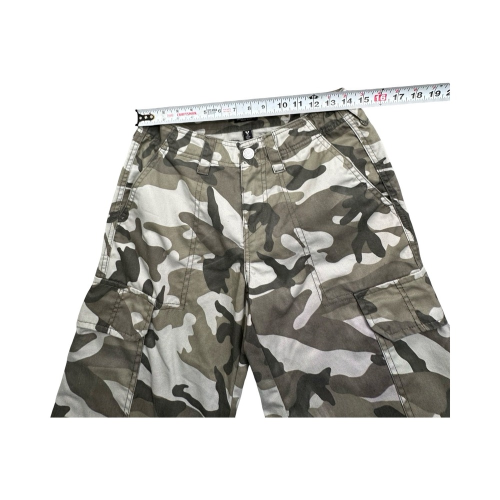 True Religion Cargo Pants Womens 26 Green Camo Wide Leg Utility Military Baggy - Picture 6 of 14
